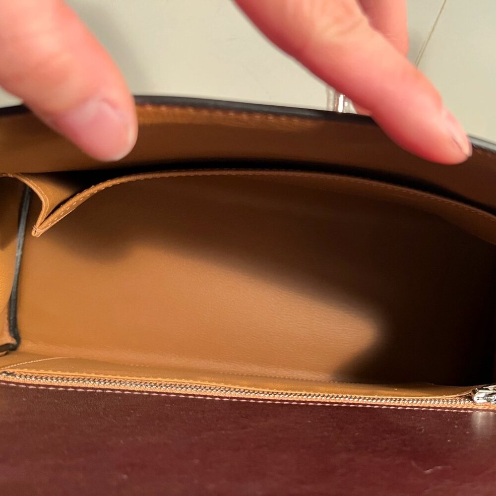 Wirkin Designer Inspired Kelly Chocolate Brown Swift Smooth Leather 32 CM Bag - Picture 8 of 12